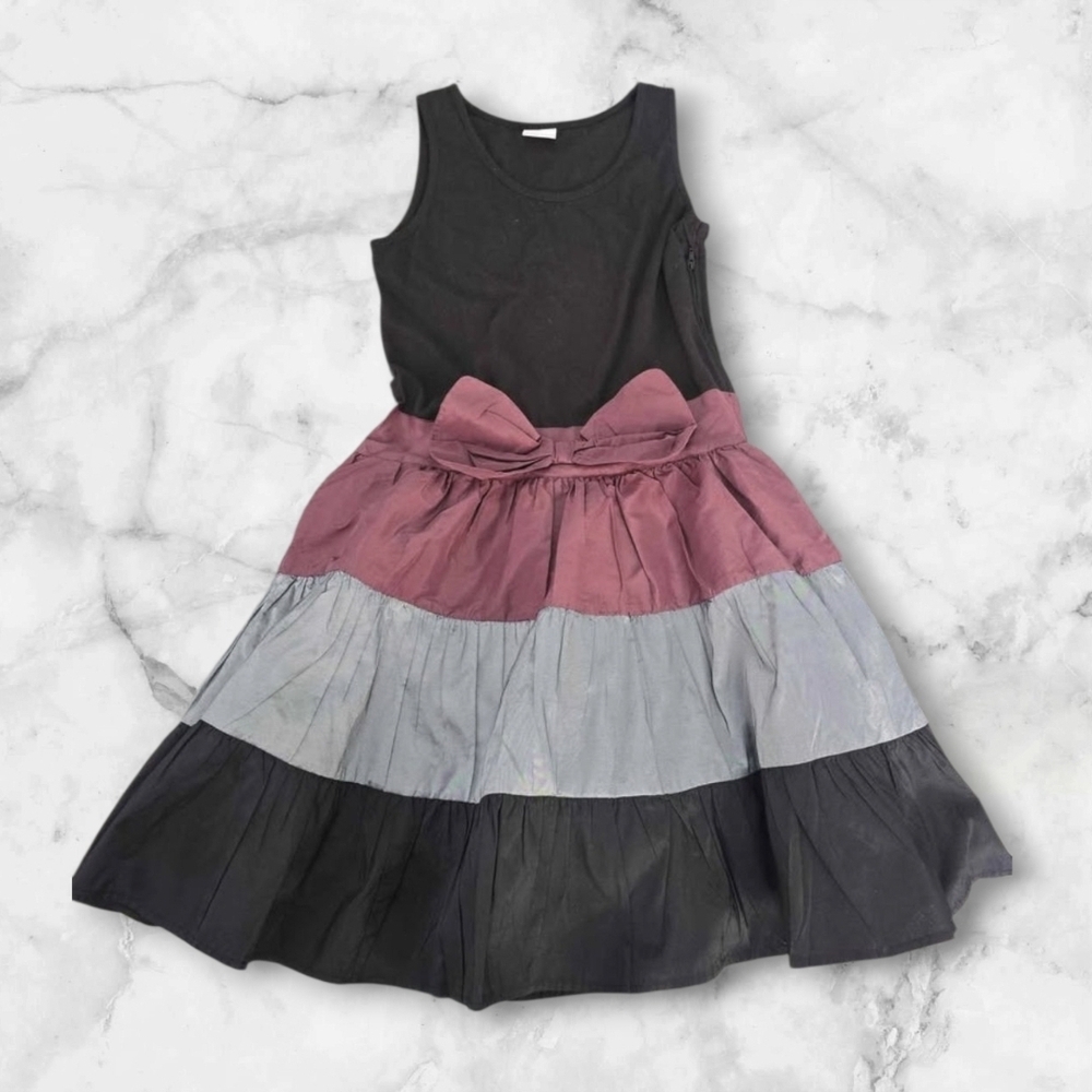WORN ONCE Elegant Kids Dress with Black and Pink Layers